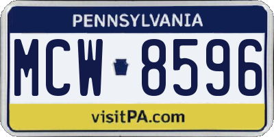 PA license plate MCW8596