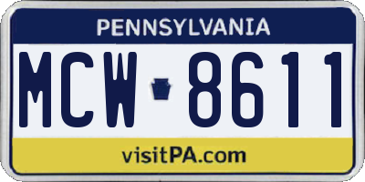 PA license plate MCW8611