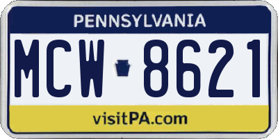 PA license plate MCW8621