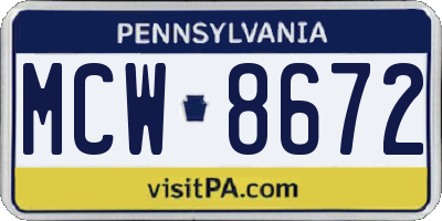 PA license plate MCW8672