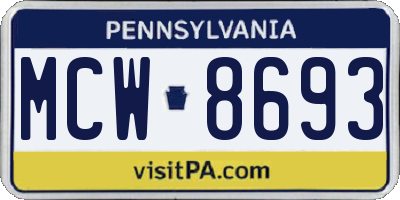 PA license plate MCW8693