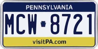 PA license plate MCW8721