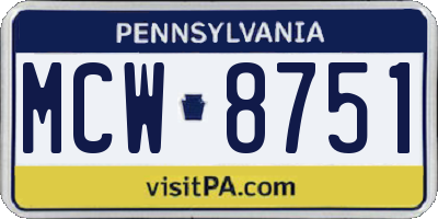 PA license plate MCW8751