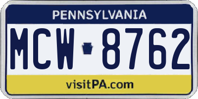 PA license plate MCW8762