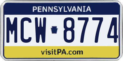PA license plate MCW8774