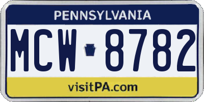 PA license plate MCW8782