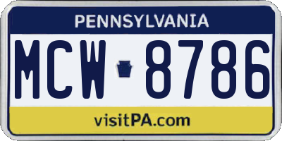 PA license plate MCW8786
