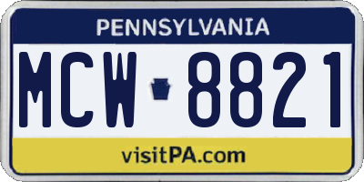PA license plate MCW8821
