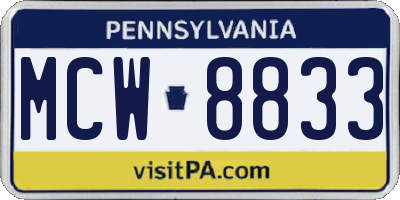 PA license plate MCW8833