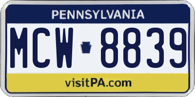 PA license plate MCW8839