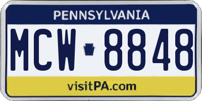 PA license plate MCW8848