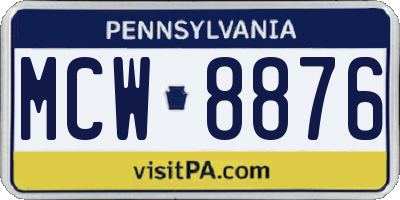 PA license plate MCW8876