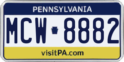 PA license plate MCW8882