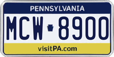 PA license plate MCW8900