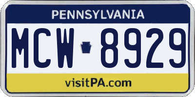 PA license plate MCW8929