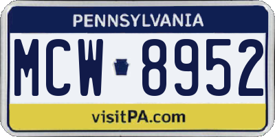 PA license plate MCW8952