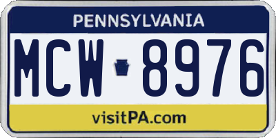 PA license plate MCW8976