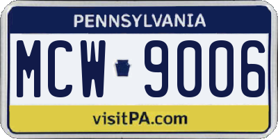 PA license plate MCW9006