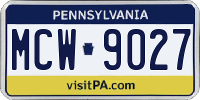 PA license plate MCW9027