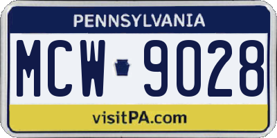 PA license plate MCW9028