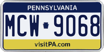 PA license plate MCW9068