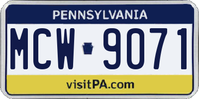 PA license plate MCW9071
