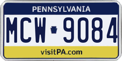 PA license plate MCW9084