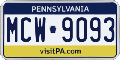 PA license plate MCW9093