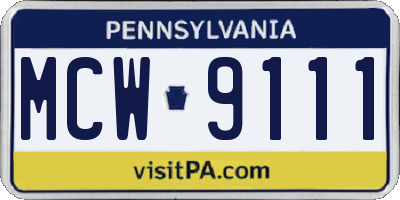 PA license plate MCW9111