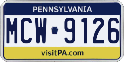 PA license plate MCW9126