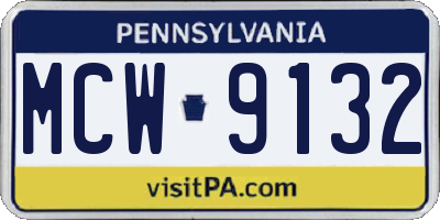 PA license plate MCW9132