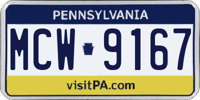PA license plate MCW9167