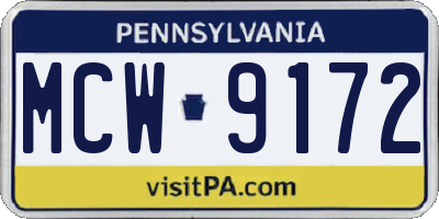 PA license plate MCW9172