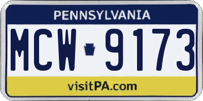 PA license plate MCW9173