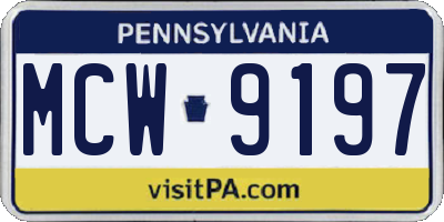 PA license plate MCW9197