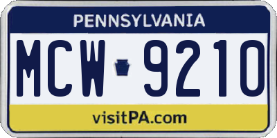 PA license plate MCW9210