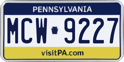 PA license plate MCW9227