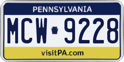 PA license plate MCW9228