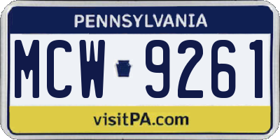 PA license plate MCW9261