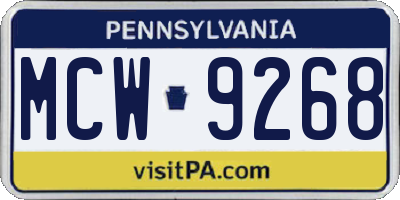 PA license plate MCW9268