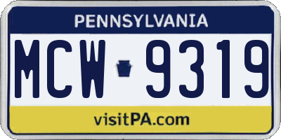 PA license plate MCW9319