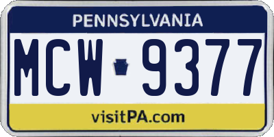 PA license plate MCW9377