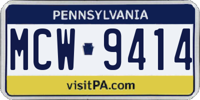 PA license plate MCW9414