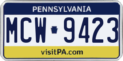 PA license plate MCW9423