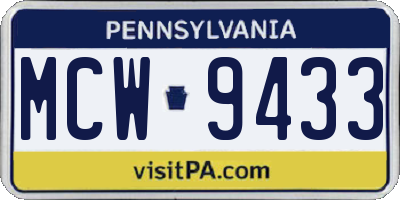 PA license plate MCW9433