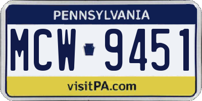 PA license plate MCW9451