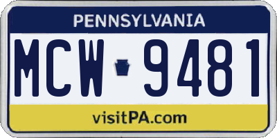 PA license plate MCW9481