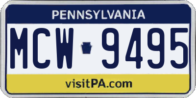 PA license plate MCW9495