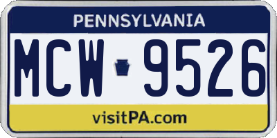 PA license plate MCW9526
