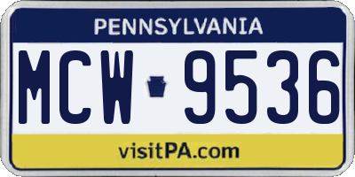 PA license plate MCW9536